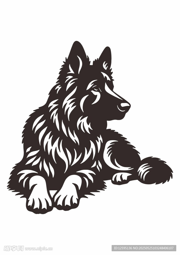 趴著的德國牧羊犬圖案