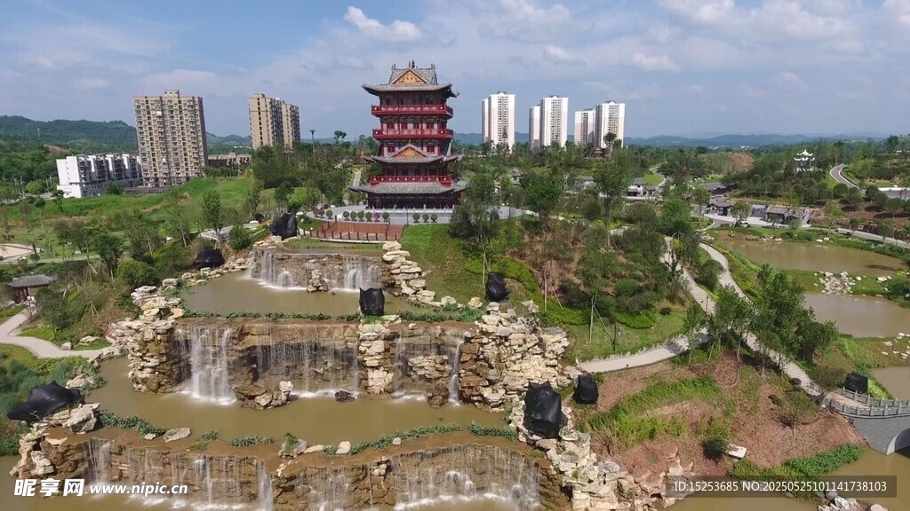 古典樓閣與城市景觀融合