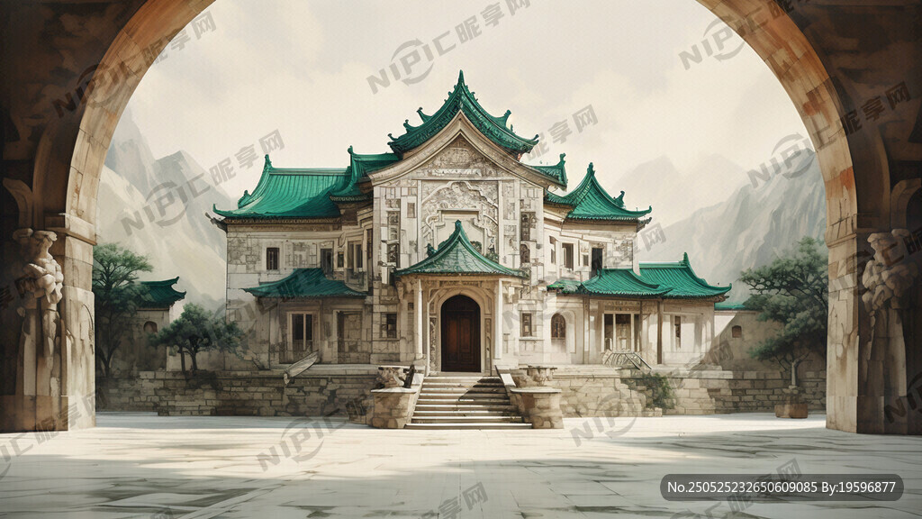 庫車王府 石頭花紋墻壁 油畫風
