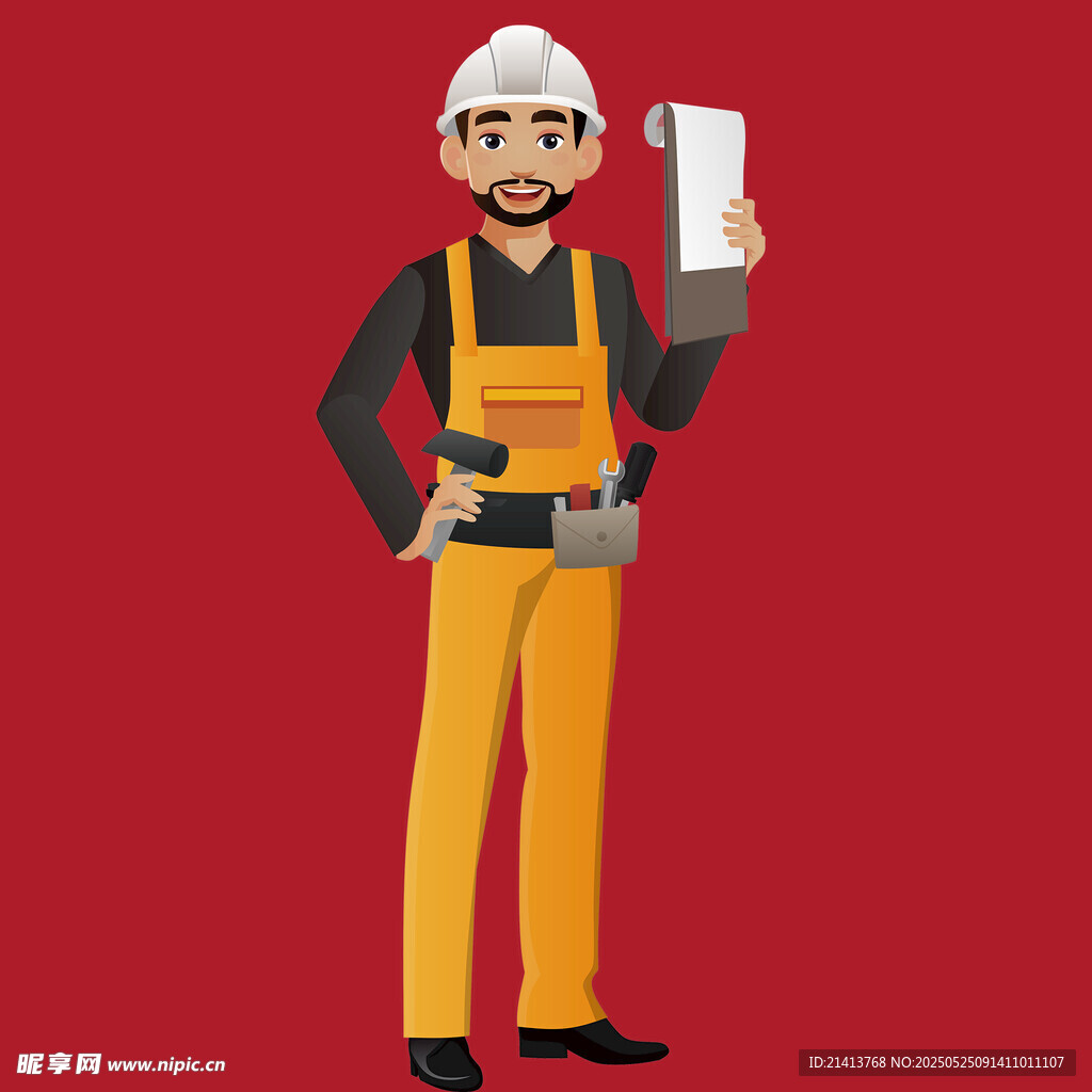 手持圖紙的建筑工人