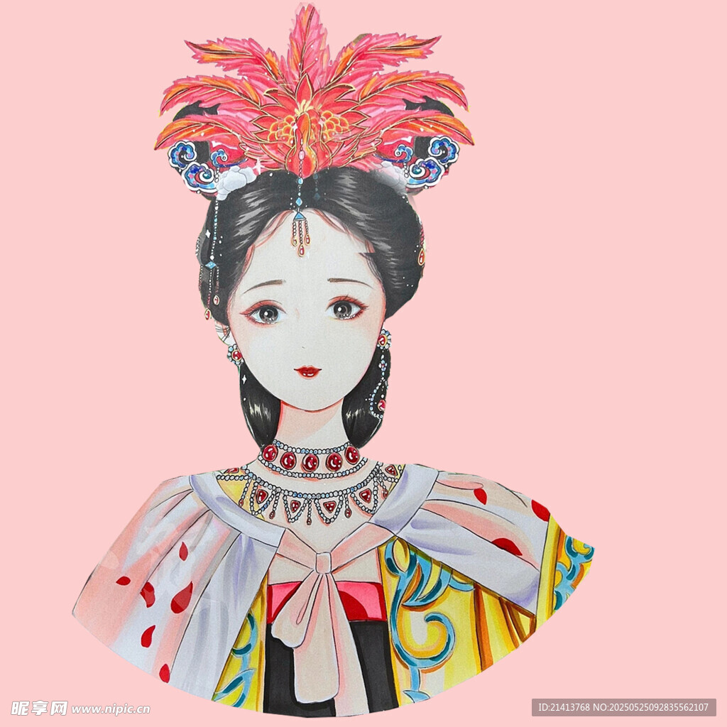 古風佳人華麗服飾插畫