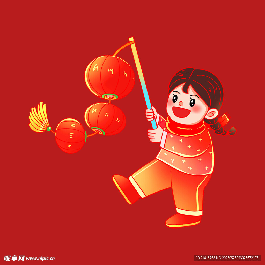 喜慶孩童提燈籠迎佳節