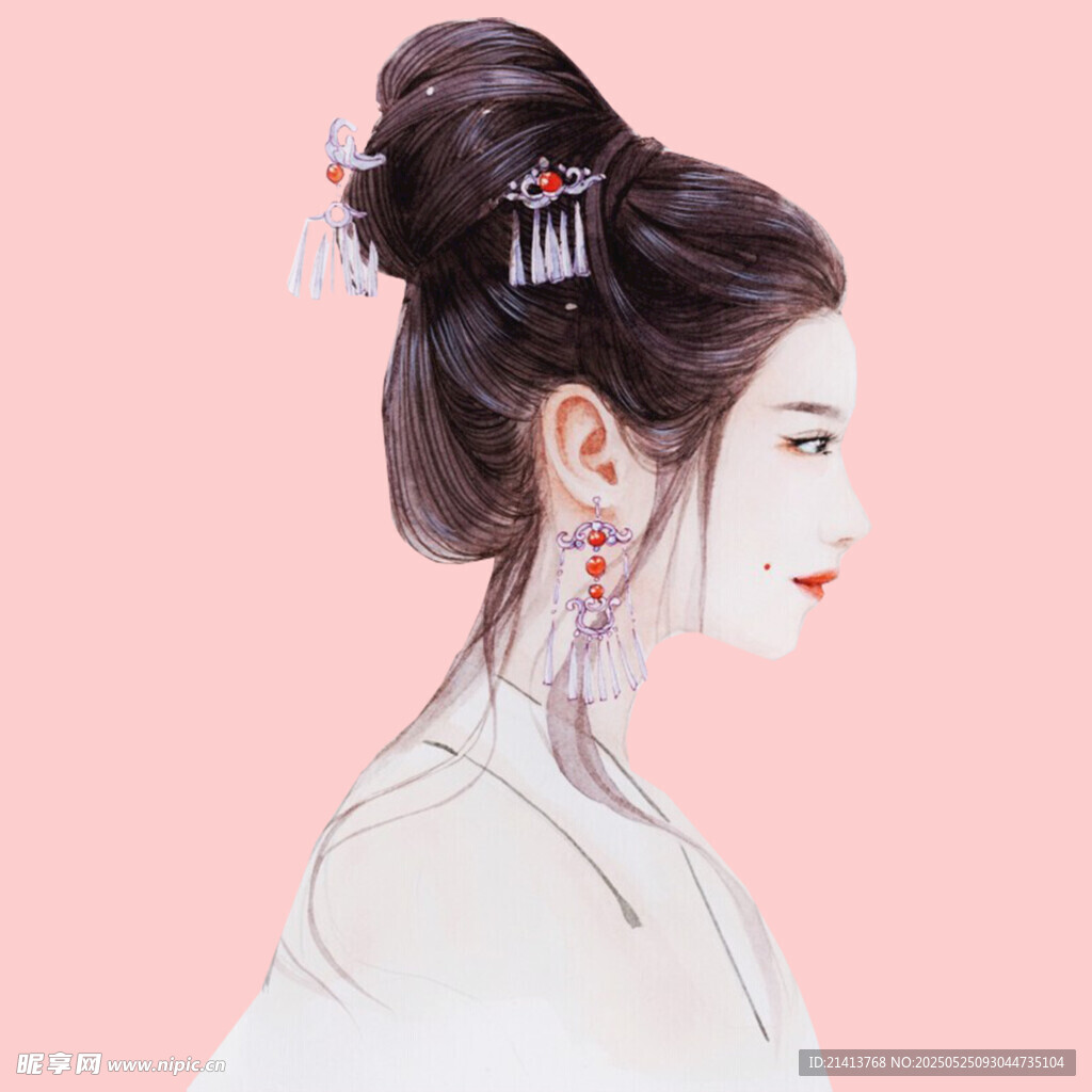 古風女子發(fā)髻造型特寫