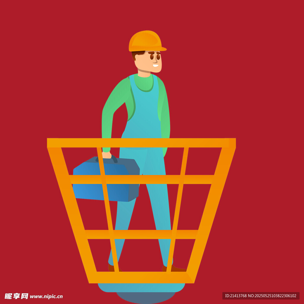 工人站在施工吊籃中