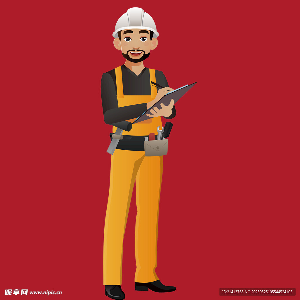 手持工具的建筑工人形象