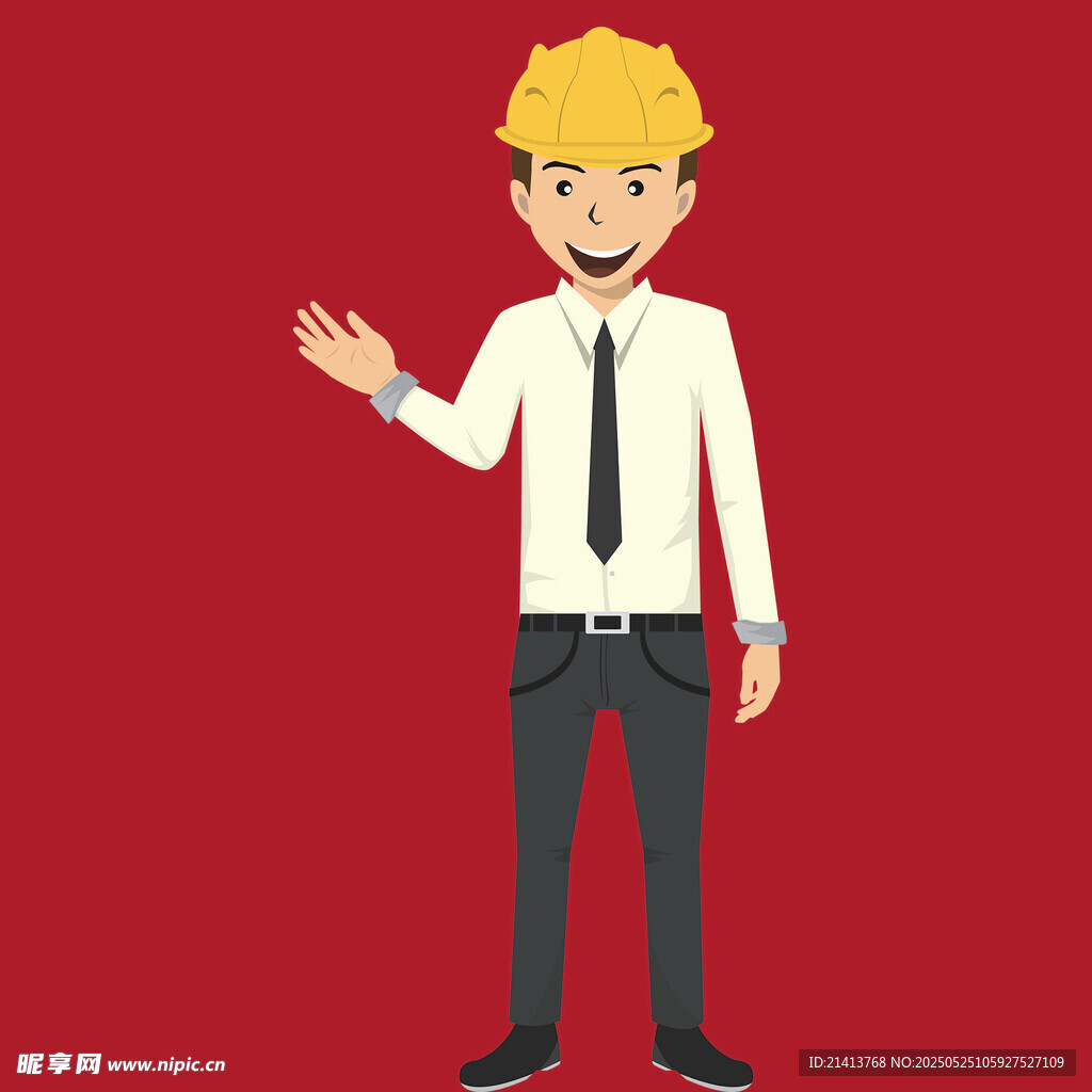 戴安全帽的商務男士示意