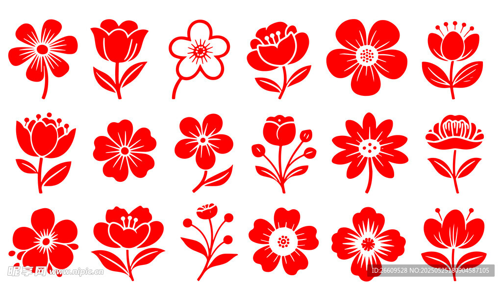 紅色花卉圖案集合