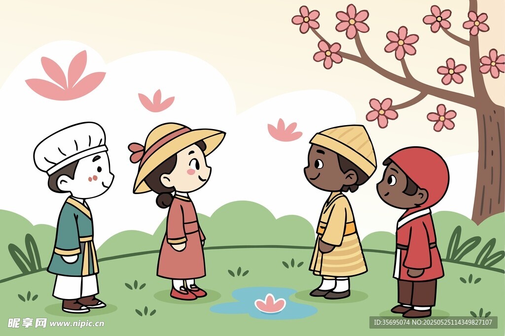 夏日卡通人物插圖