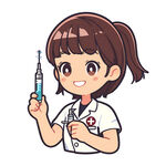 可愛女護士手持注射器