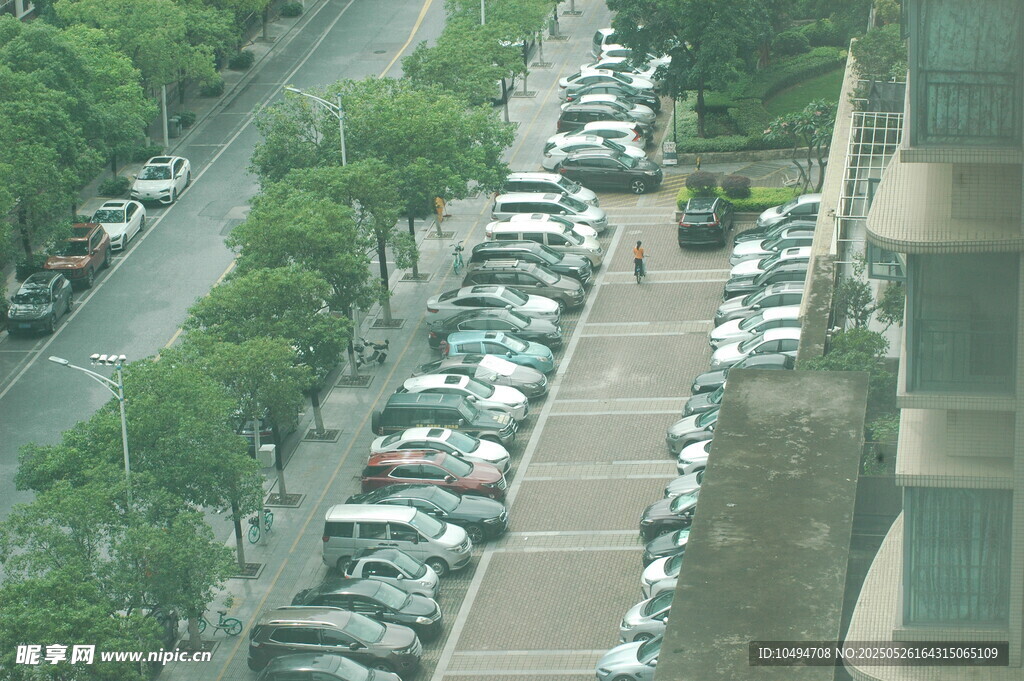城市街道旁整齊停放的車輛