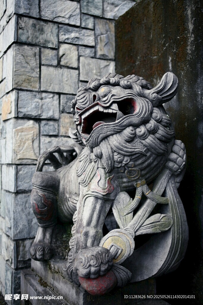石獅子雕塑特寫