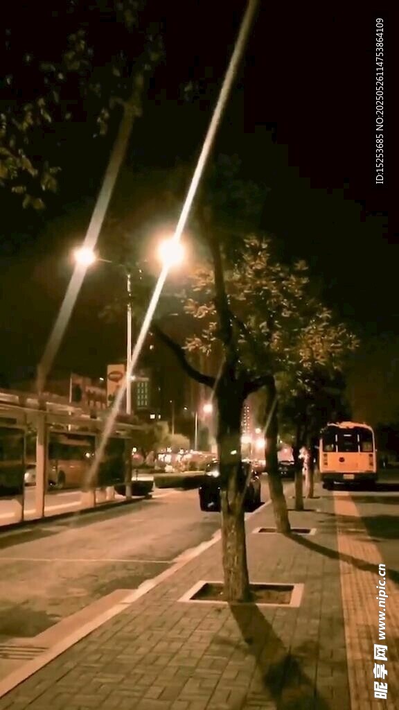夜晚街道的靜謐景象