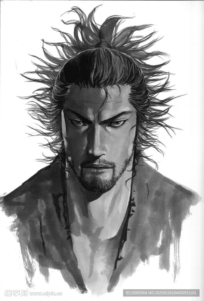狂放男子素描頭像