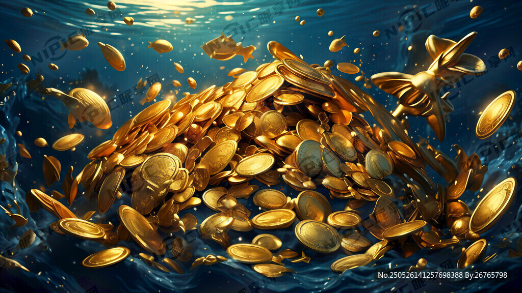 海底世界沉船金元寶黃金金幣珠寶
