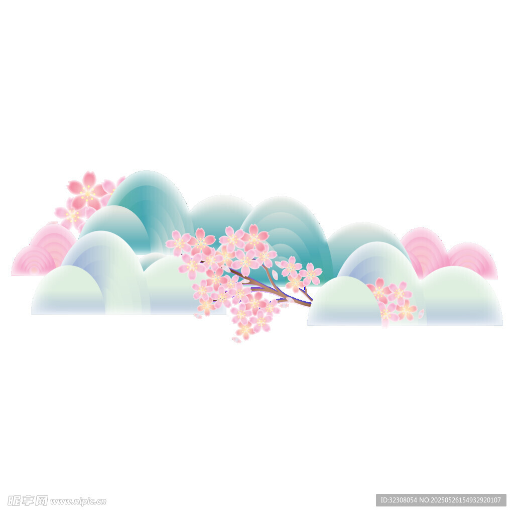 夢幻云朵與爛漫櫻花