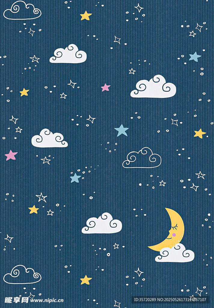 夢幻夜空云朵月亮星星圖案