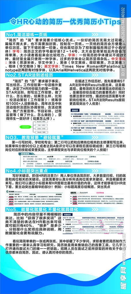 藍色科技簡歷風信息圖表展示