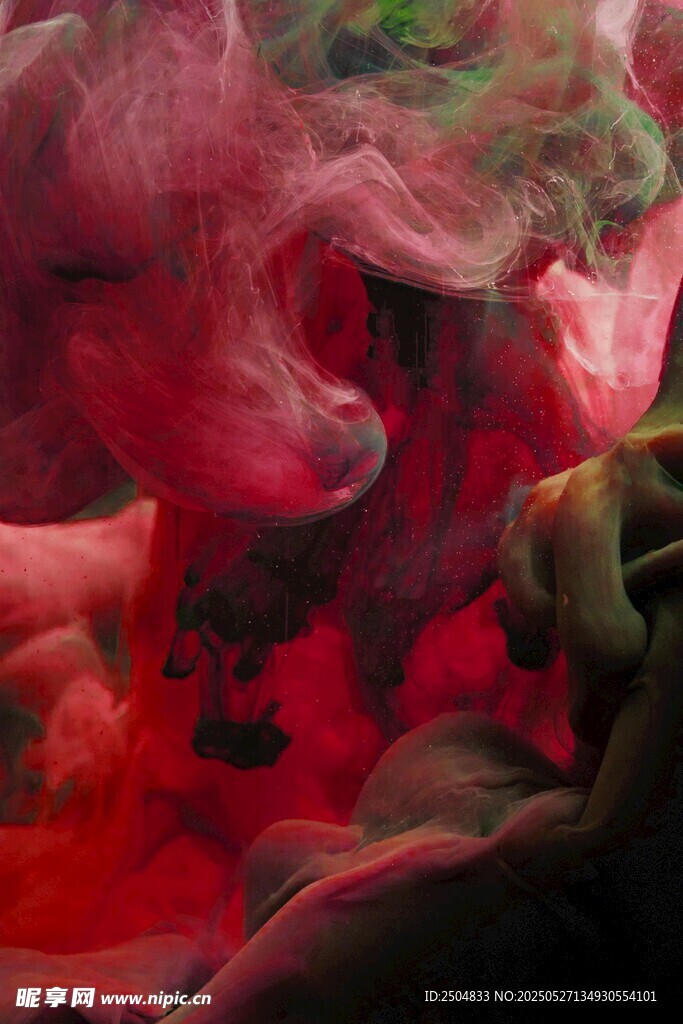 夢幻紅色水墨煙霧景象