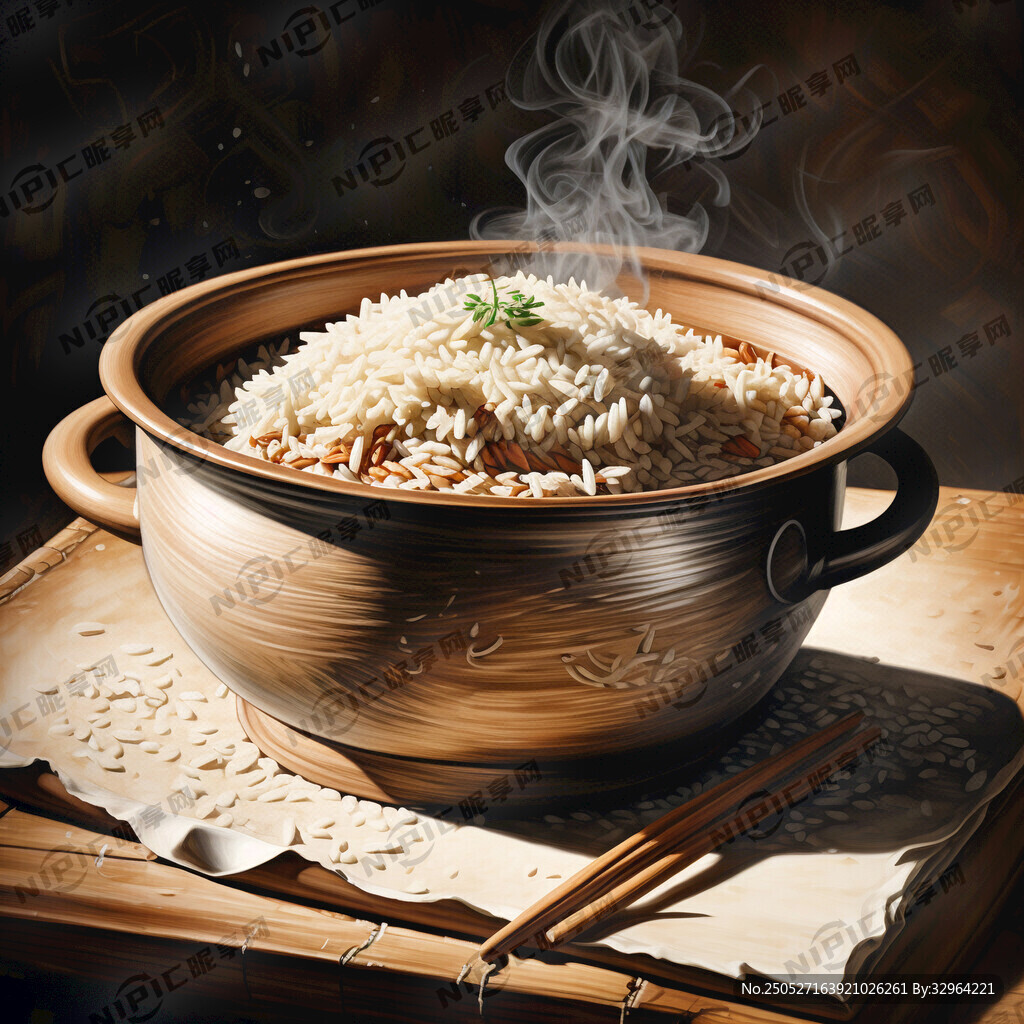 砂鍋 米飯 手繪