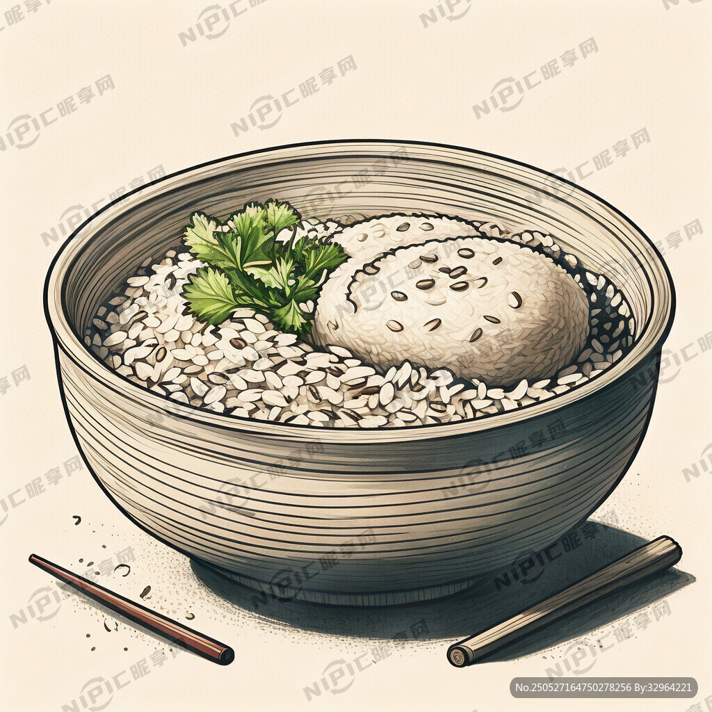 一碗砂鍋米飯 手繪插畫