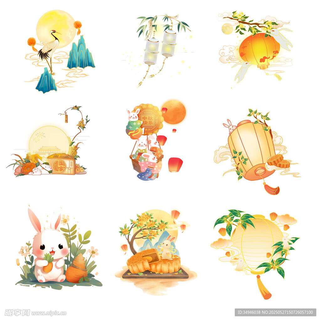 中秋主題手繪插畫元素