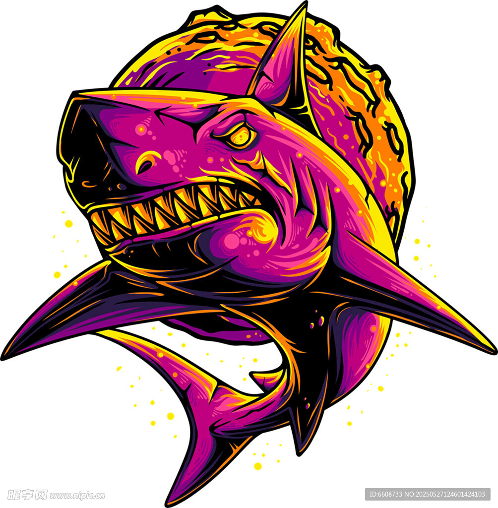 炫彩鯊魚插畫
