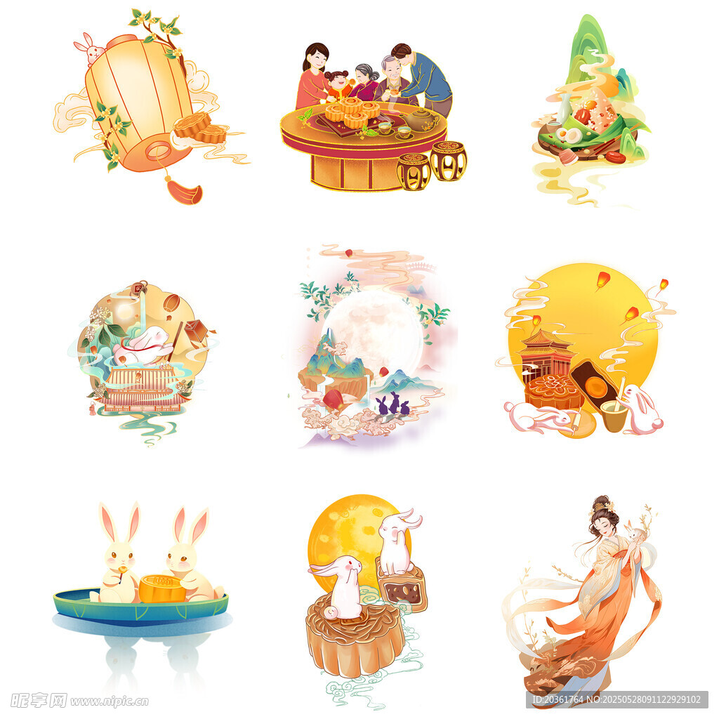 中秋主題精美插畫元素