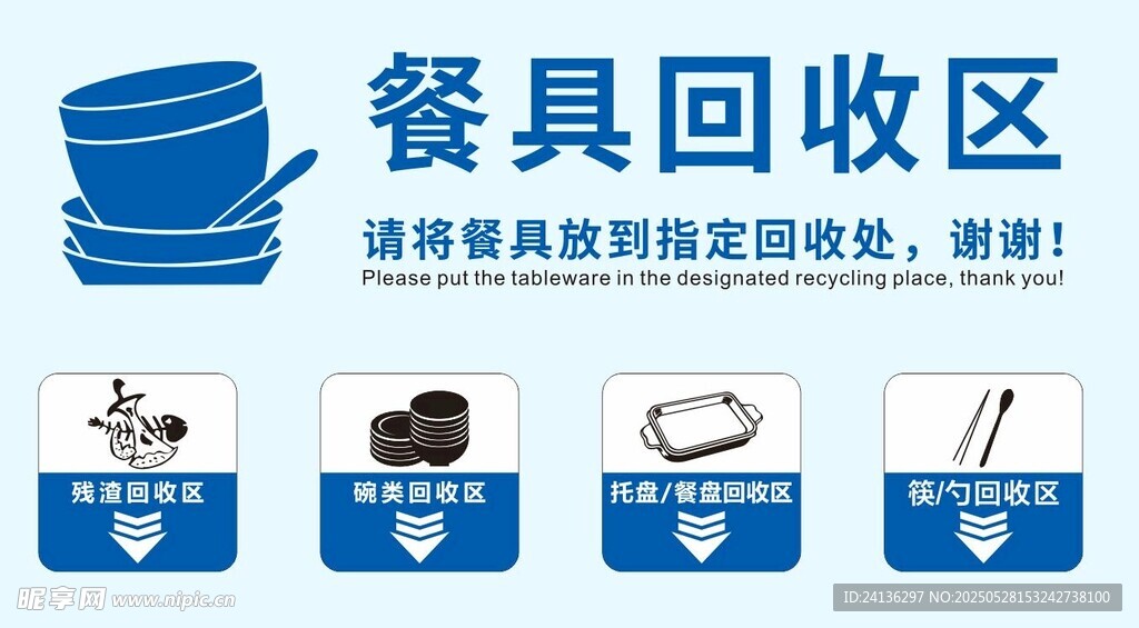 餐具回收區指示牌