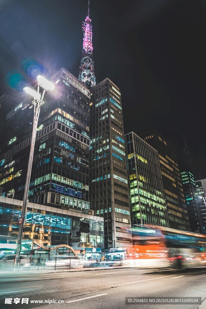 都市夜景中的繁華街道