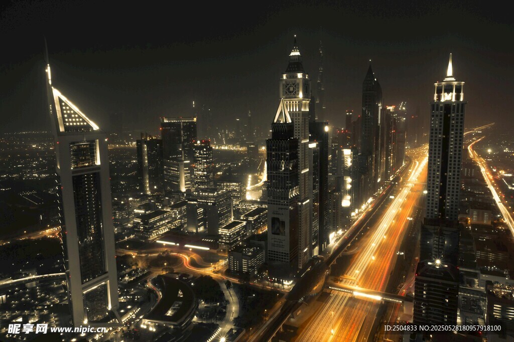 迪拜夜景繁華都市風貌
