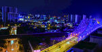 城市夜景中的璀璨高架廊坊光明橋