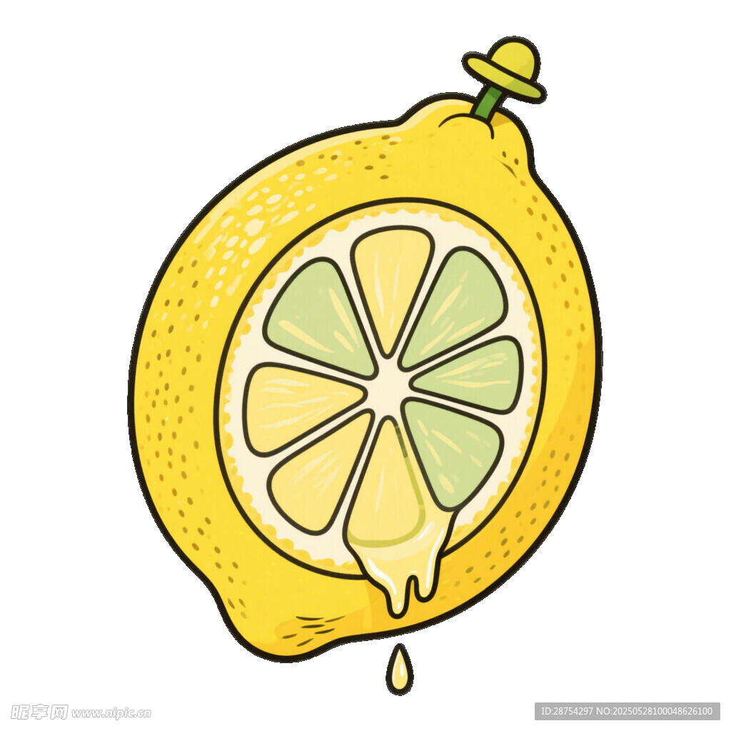 卡通檸檬切片插畫(huà)