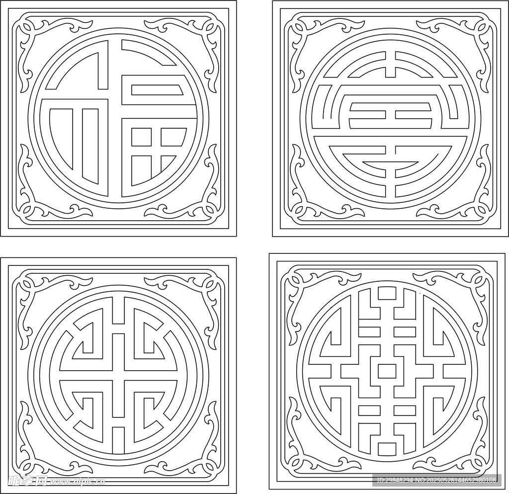 福祿壽禧水刀雕刻圖 地面拼花