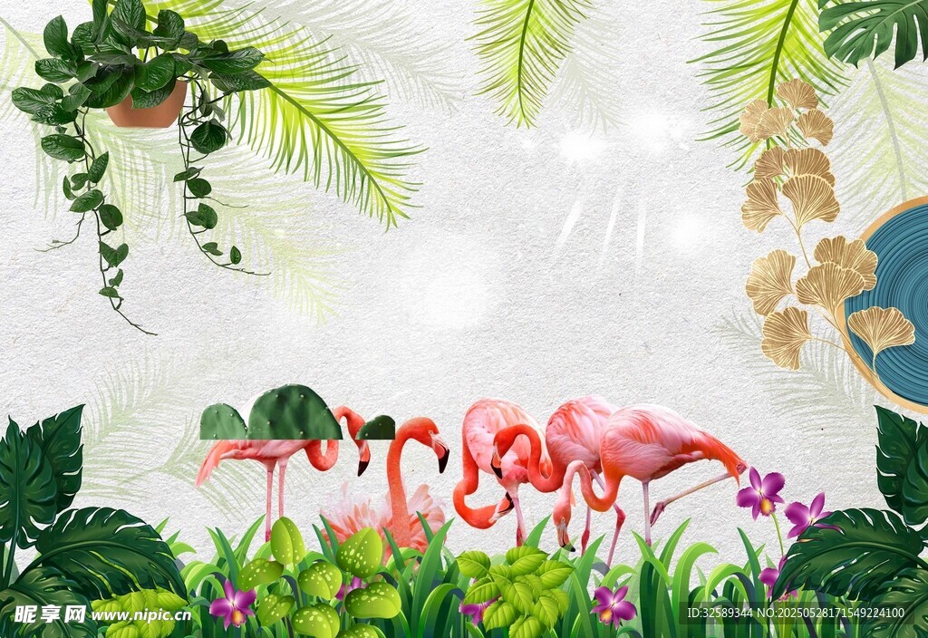 熱帶風(fēng)情中的火烈鳥景觀