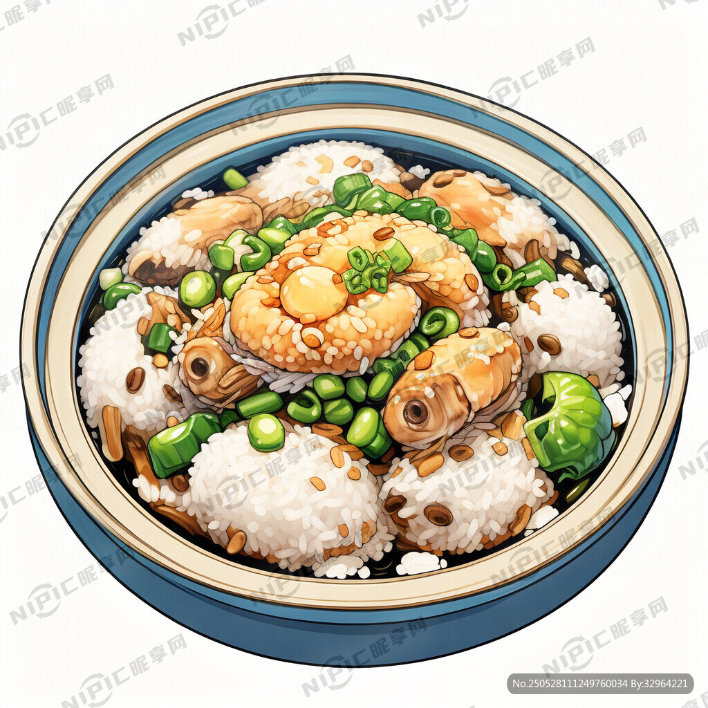 黃豆酸筍小魚仔煲仔飯 手繪