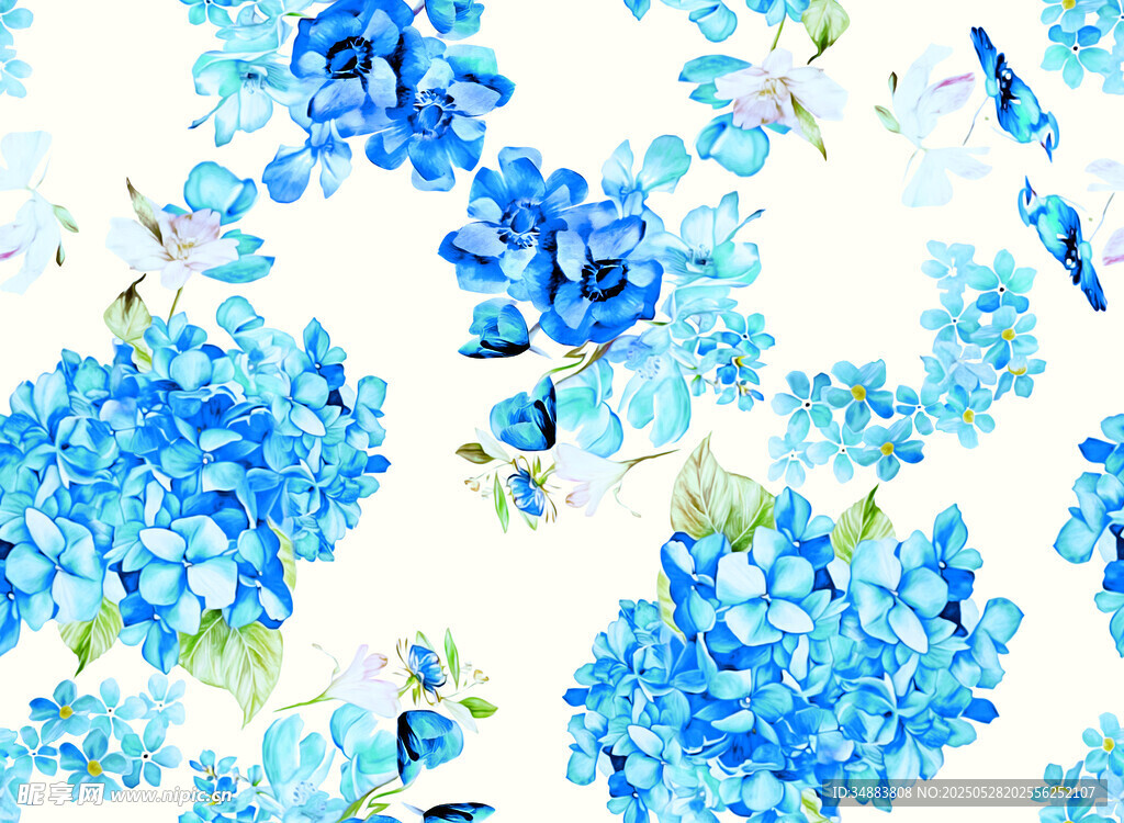 藍花水彩圖案