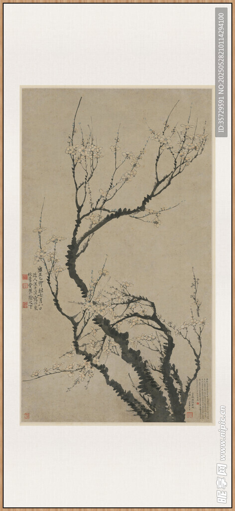 水墨枯枝汪士慎梅花圖軸