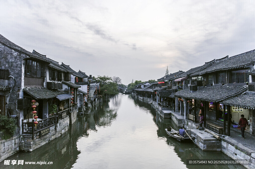 江南水鄉古街河道景觀