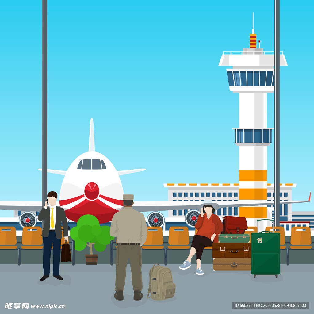 機(jī)場(chǎng)場(chǎng)景旅客與地勤人員
