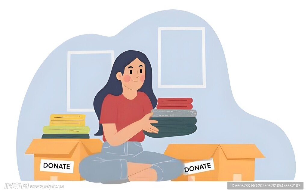 女子整理打包書籍物品
