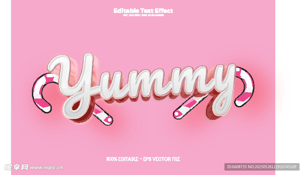 粉色背景的Yummy立體字