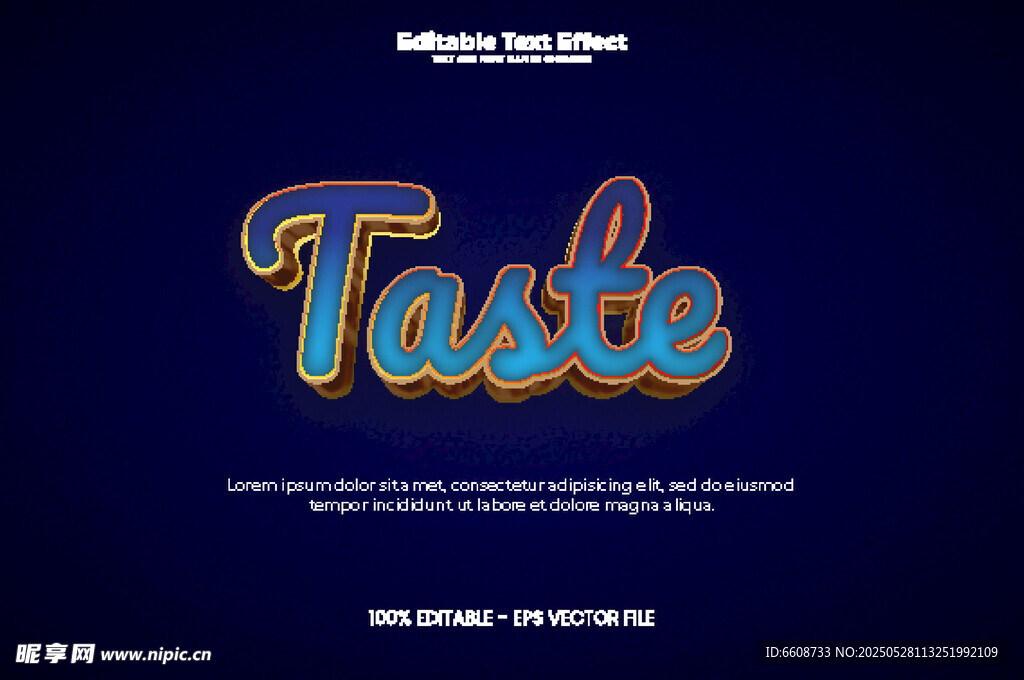 藍色背景上的Taste字樣
