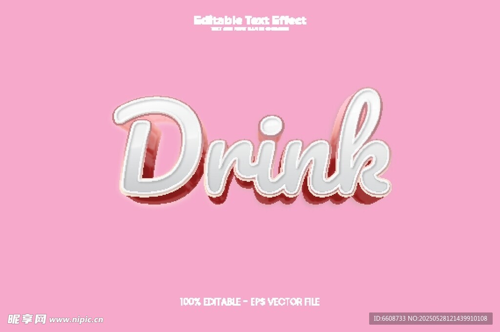 粉色背景立體字Drink
