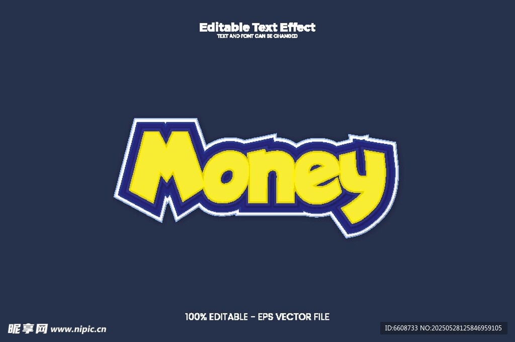 黃色漫畫風格的Money字樣