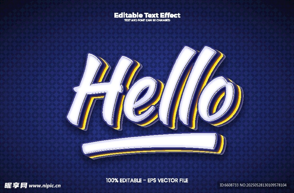 藍色背景Hello藝術字