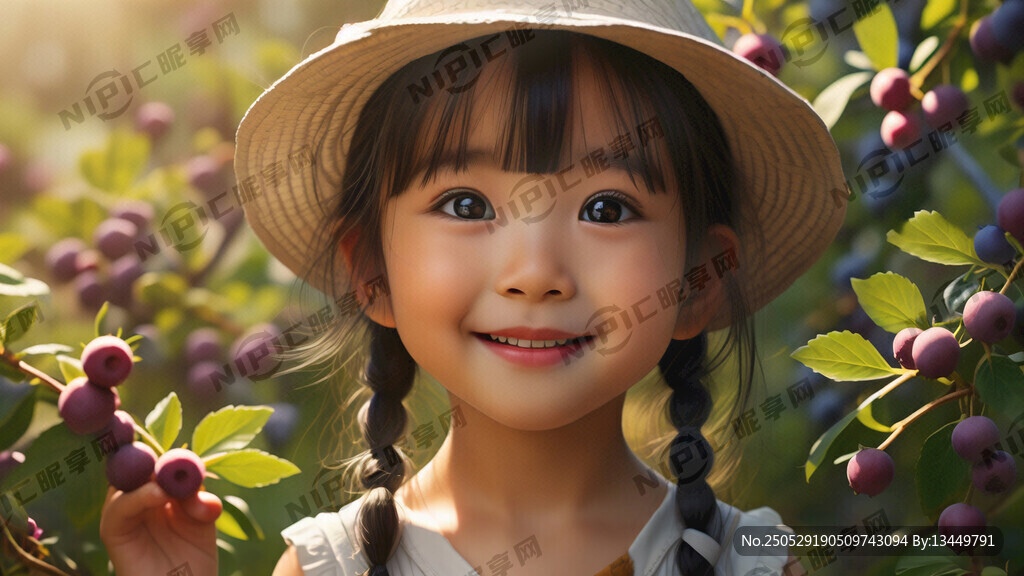 一個帶著帽子美麗的大眼睛小女孩