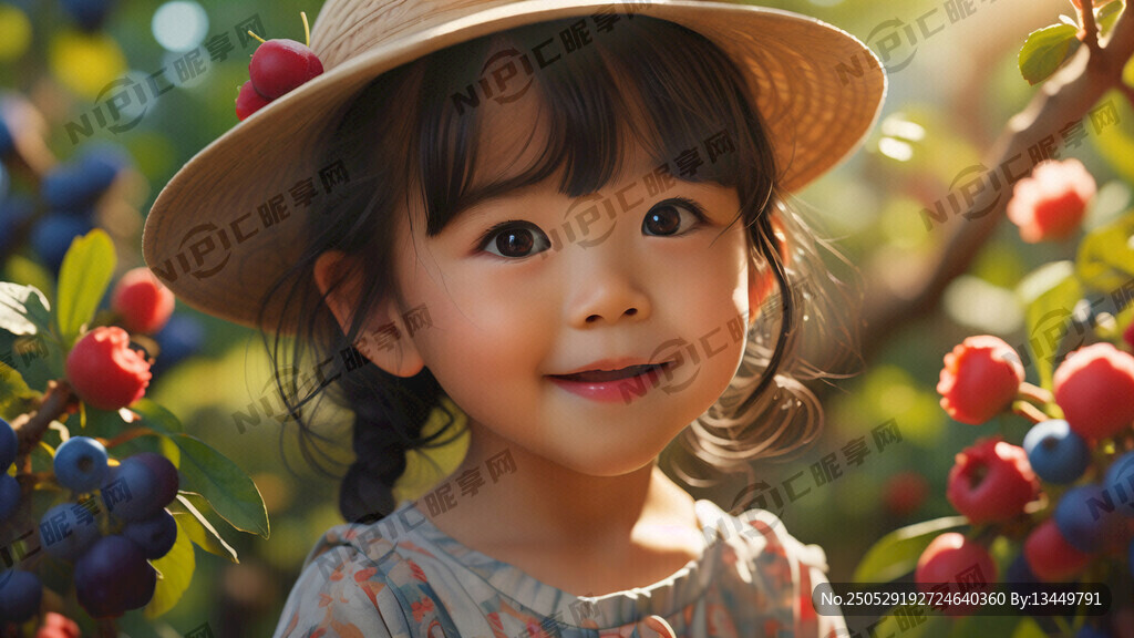 一個帶著帽子美麗的大眼睛小女孩