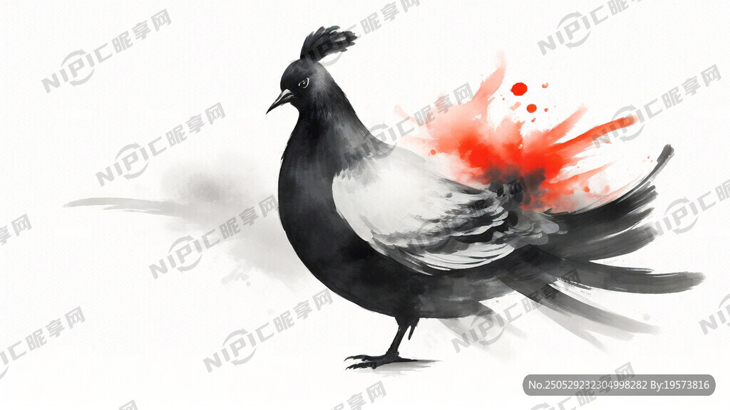 水墨國畫抽象鴿子 意境