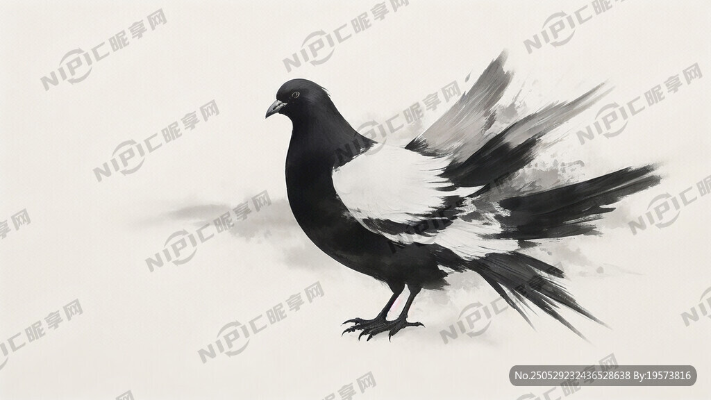 水墨國畫抽象意境鴿子