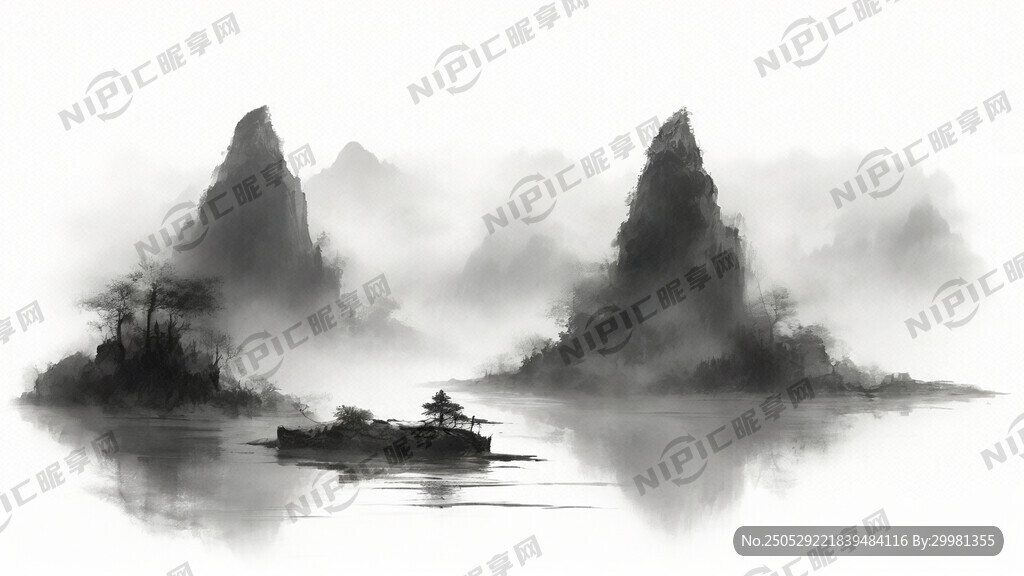 山谷 中國風 中國畫 山水